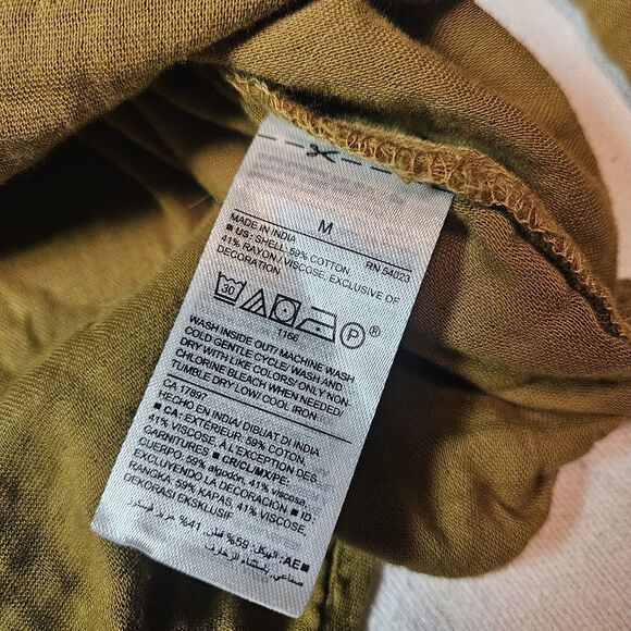 Womens Old Navy Olive Green Blouse Size M Cottagecore Peasant Prarie Boho Fairy - Picture 4 of 8